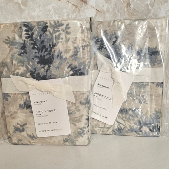 Pottery Barn Jardin Toile Standard Shams Blue - Picture 1 of 5